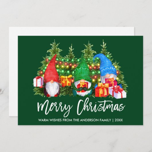 kerstlampjes voor penseelscript feestdagenkaart (Voorkant / Achterkant)