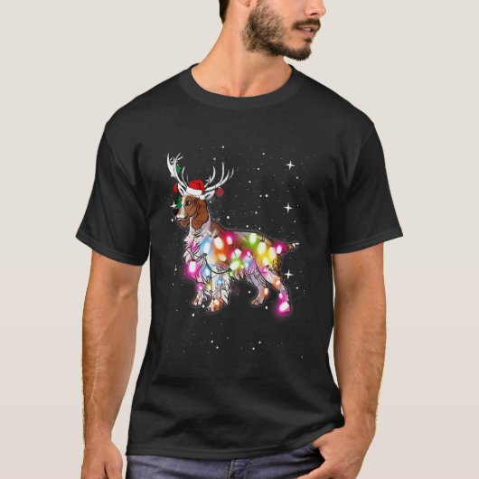 kerstlampjes Welsh Springer Spaniel Dog T-shirt (Voorkant)