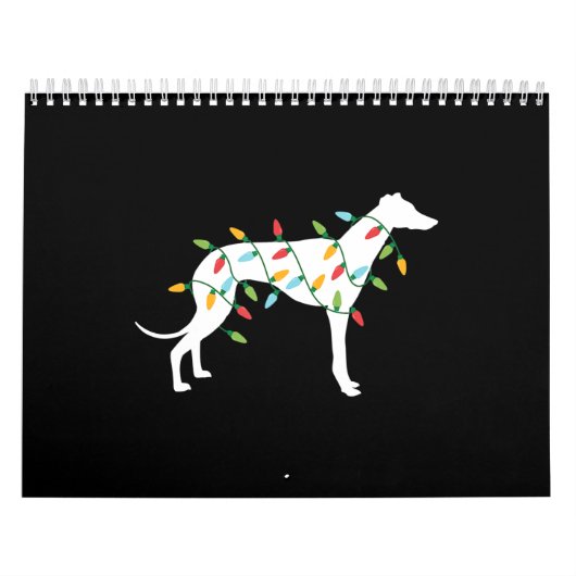 kerstlampjes windend op schattige cadeautjes honde kalender (Hoes)