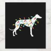 kerstlampjes windend op schattige cadeautjes honde wijn etiket (Enkel label)