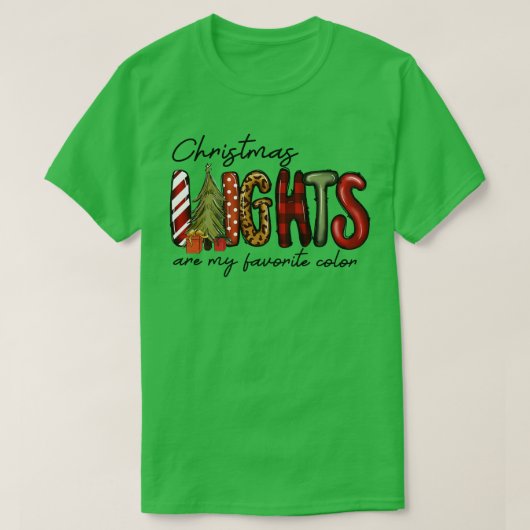Kerstlampjes zijn mijn favoriete kleuren, grappige t-shirt (Design voorkant)