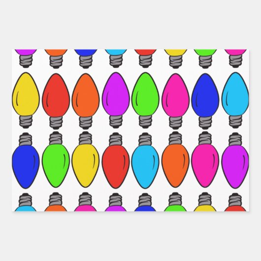 Kerstlampjespatroon Inpakpapier Vel (Voorkant)