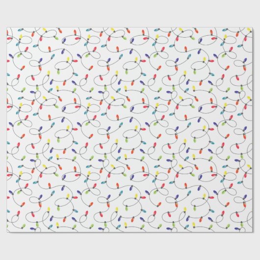 kerstlamppatroon cadeaupapier (Vlak)