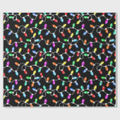 kerstlamppatroon cadeaupapier (Vlak)