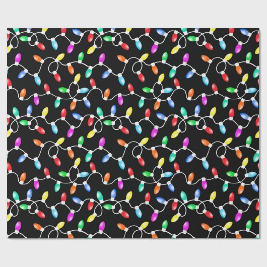 kerstlamppatroon cadeaupapier (Vlak)