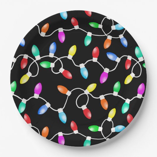 kerstlamppatroon papieren bordje (Voorkant)