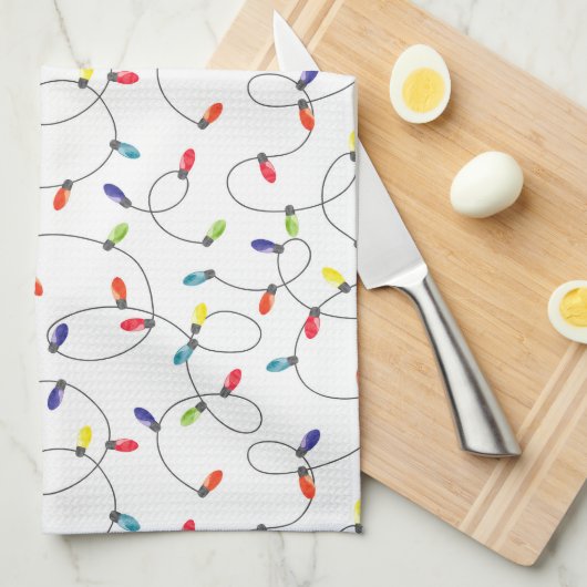 kerstlamppatroon theedoek (Quarter Fold)