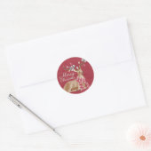 kerstlamprenrenrenrendier ronde sticker (Envelop)