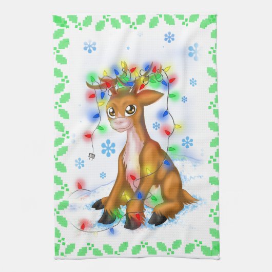 kerstlamprenrenrenrendier theedoek (Verticaal)