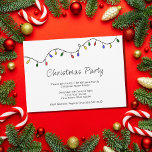 Kerstlampvoet Retro Holiday Kaart<br><div class="desc">De partijuitnodiging van de terugkeer,  met de lichten van Kerstmis en het manuscript typografische ontwerp en klantgerichte zwarte het schrijven. Een kleurrijke en feestelijke uitnodiging voor je feestdag of feestdag.</div>