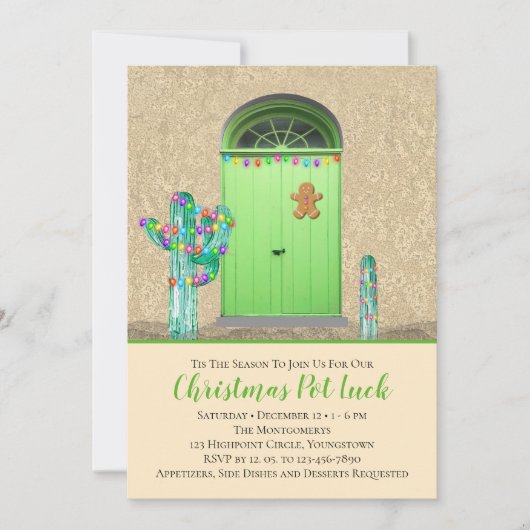 Kerstlampvoet - Zuidwestelijke Cactus-feestdag Kaart (Voorkant)