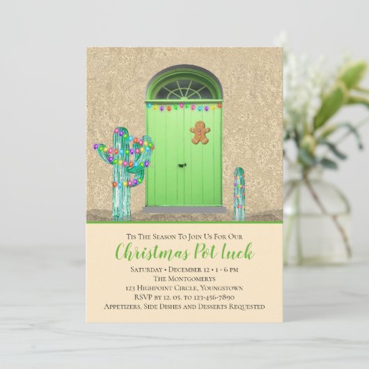 Kerstlampvoet - Zuidwestelijke Cactus-feestdag Kaart (Staand voorkant)