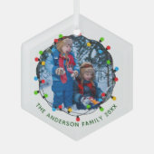 Kerstlamsfamilie Foto's Jaarlijkse stand Glas Ornament (Voorkant)