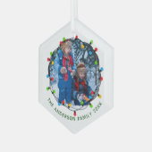 Kerstlamsfamilie Foto's Jaarlijkse stand Glas Ornament (Voorkant links)