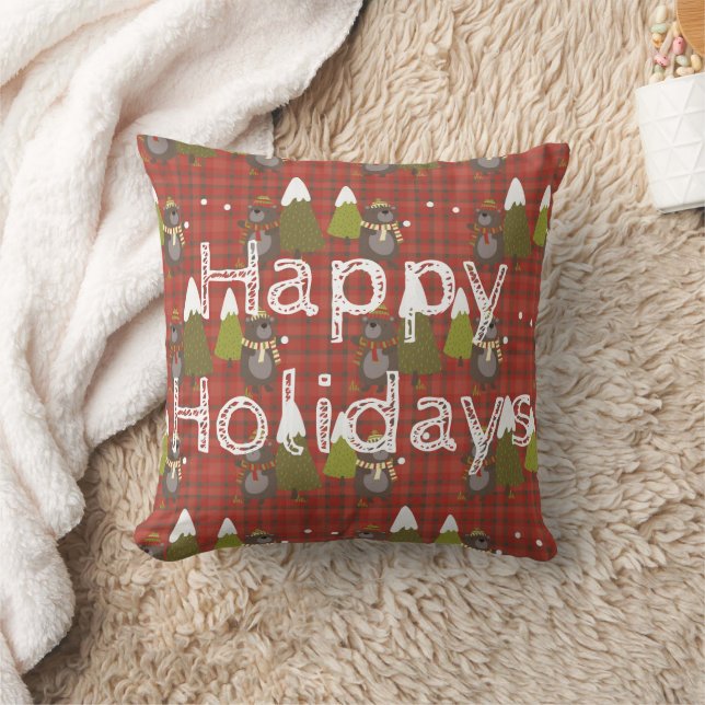 Kerstland beren vakantie kussen (Deken)