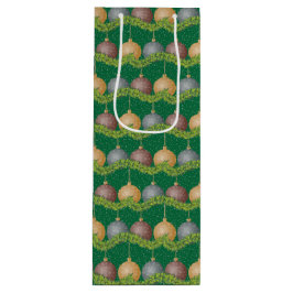 Kerstland en vakantiepatroon voor ornamenten wijn cadeautas