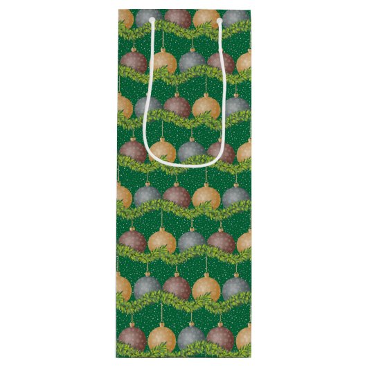 Kerstland en vakantiepatroon voor ornamenten wijn cadeautas (Voorkant)