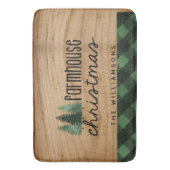 Kerstland Gepland kerstfeest Familienaam Hout Badmat (Voorkant Verticaal)