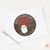 Kerstland Hout Santa Rustiek Ronde Sticker (Envelop)