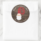 Kerstland Hout Santa Rustiek Ronde Sticker (Tas)