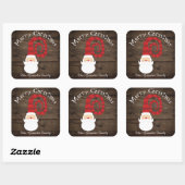 Kerstland Hout Santa Rustiek Vierkante Sticker (Vel)