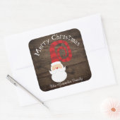 Kerstland Hout Santa Rustiek Vierkante Sticker (Envelop)
