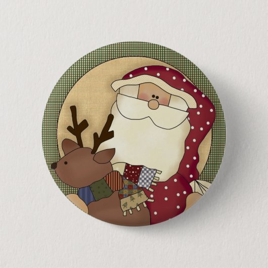 Kerstland kerstkerstman ronde button 5,7 cm (Voorkant)