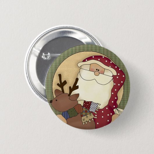 Kerstland kerstkerstman ronde button 5,7 cm (Voorkant /achterkant)