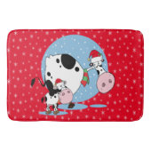 Kerstland Koeien met kerstmanhoeden in het midden Badmat (Voorkant)
