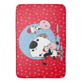 Kerstland Koeien met kerstmanhoeden in het midden Badmat (Voorkant Verticaal)