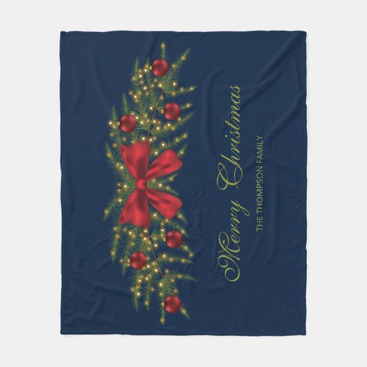 Kerstland met een rode buik en Baubles Fleece Deken (Voorkant)