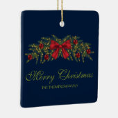 Kerstland met een rode buik en Baubles Keramisch Ornament (Rechts)