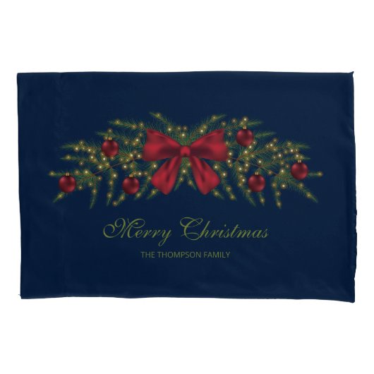 Kerstland met een rode buik en Baubles Kussensloop (Voorkant-Links)