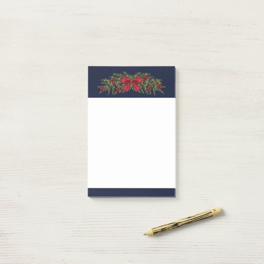 Kerstland met een rode buik en Baubles Post-it® Notes (Op bureau)