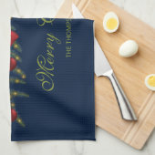 Kerstland met een rode buik en Baubles Theedoek (Quarter Fold)