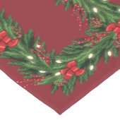 Kerstland met rode bogen korte tafelloper (Hoek)