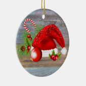 Kerstland: Santa Hat Grey Keramisch Ornament (Rechts)