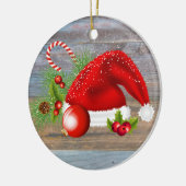 Kerstland: Santa Hat Grey Keramisch Ornament (Links)