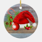 Kerstland: Santa Hat Grey Keramisch Ornament (Achterkant)