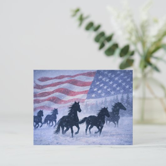 Kerstland Western Paarden Briefkaart (Staand voorkant)