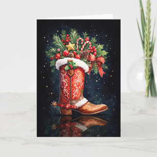 Kerstland Westerse Cowboylaarsornamenten Kaart