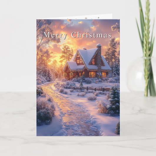 Kerstlandhuis bij zonsondergang kaart (Voorkant)