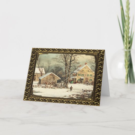 Kerstlandschap in lijst - Vintage kaart (Voorkant)