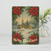 Kerstlandschap Kerstbloem Feestdagenkaart (Staand voorkant)