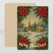 Kerstlandschap Kerstbloem Feestdagenkaart (Voorkant / Achterkant)