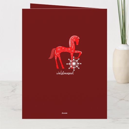 Kerstlandschap met een paard en aangepaste tekst kaart (Achterkant)