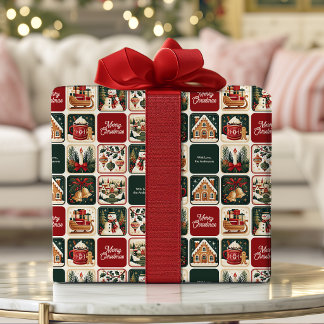 Kerstlandschap Sneeuwman op Maat Cadeaupapier