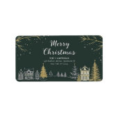 Kerstlandschap Vakantie Retouradres Etiket (Voorkant)