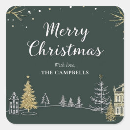 Kerstlandschap Vakantie Vierkante Sticker