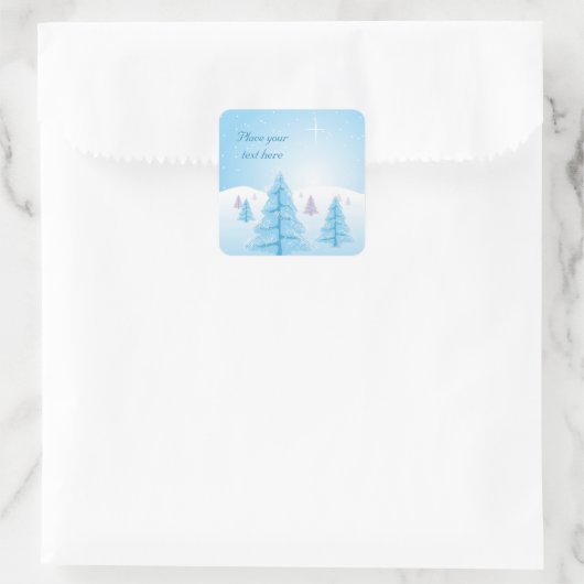 Kerstlandschap Vierkante Sticker (Tas)